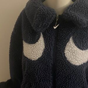 Nike womens Navy Sherpa Puffer Jacket